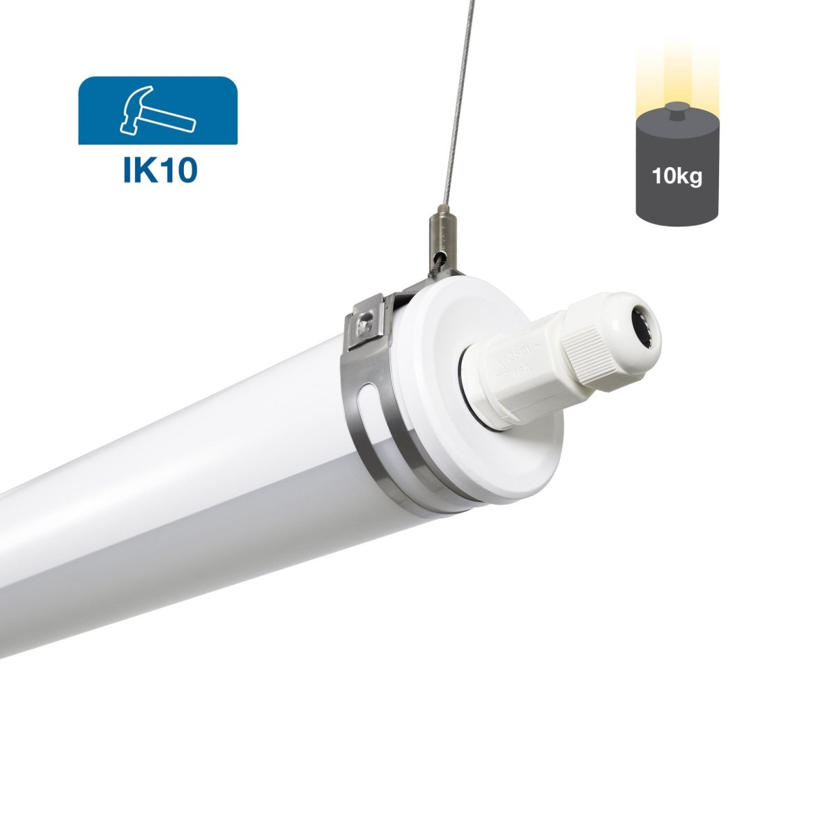Luminaria estanca tubular para uso industrial - 150cm - 50W - 6900lm - IP65 - IK10 - Barcelona Led-