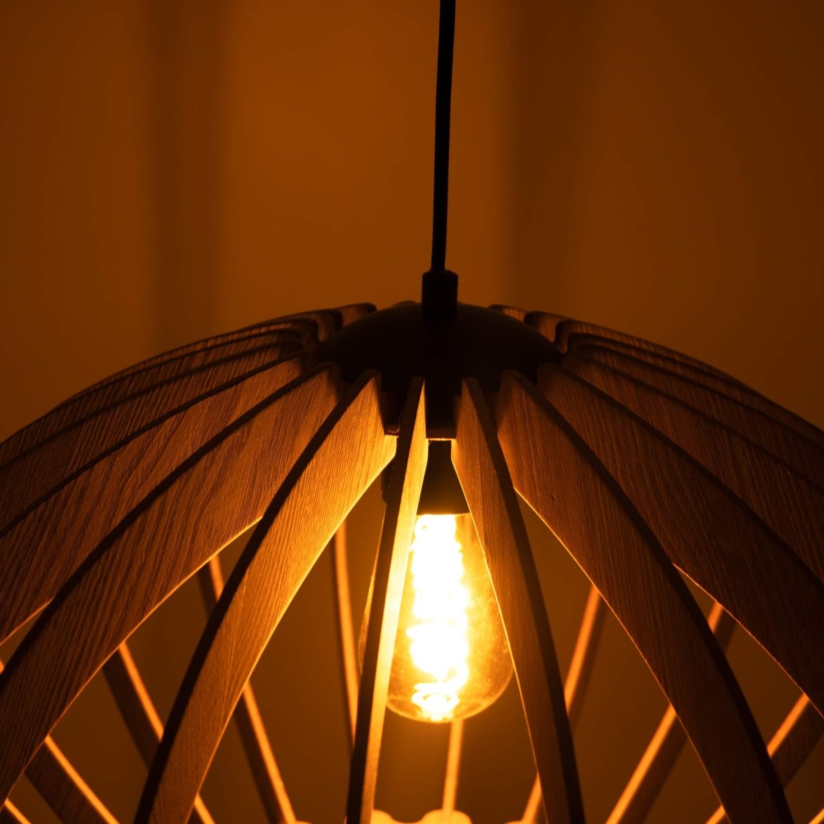 Lámpara colgante madera "Pili" - Ø 48cm - 1 x E27 - Barcelona Led-Decoración