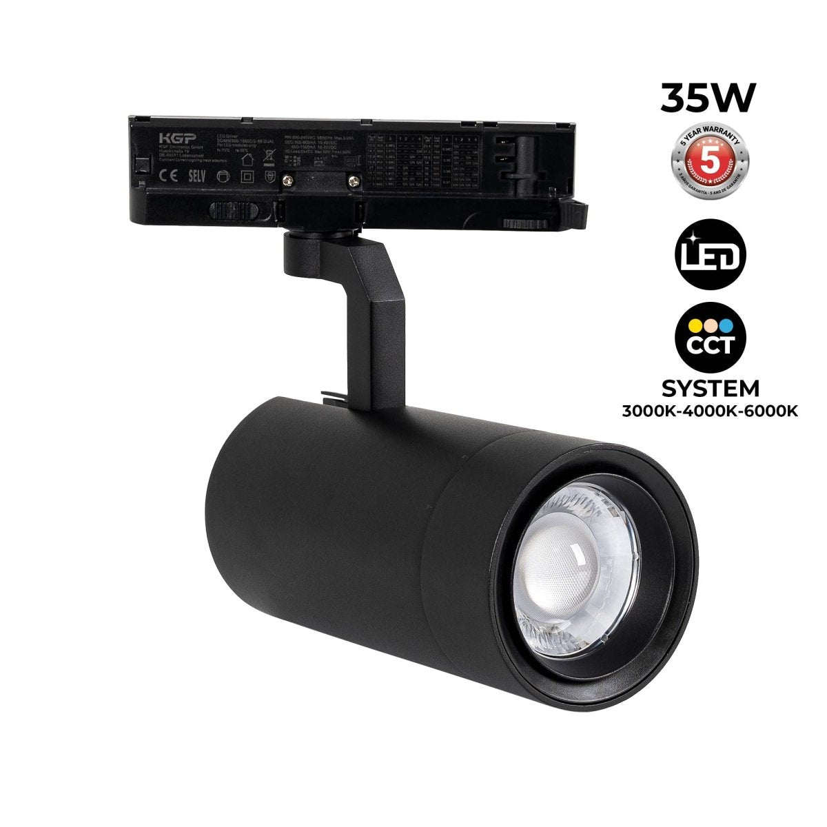 Proyector LED para carril trifásico 35W CCT - ZOOM 20º- 60º - CRI 90 - Barcelona Led-