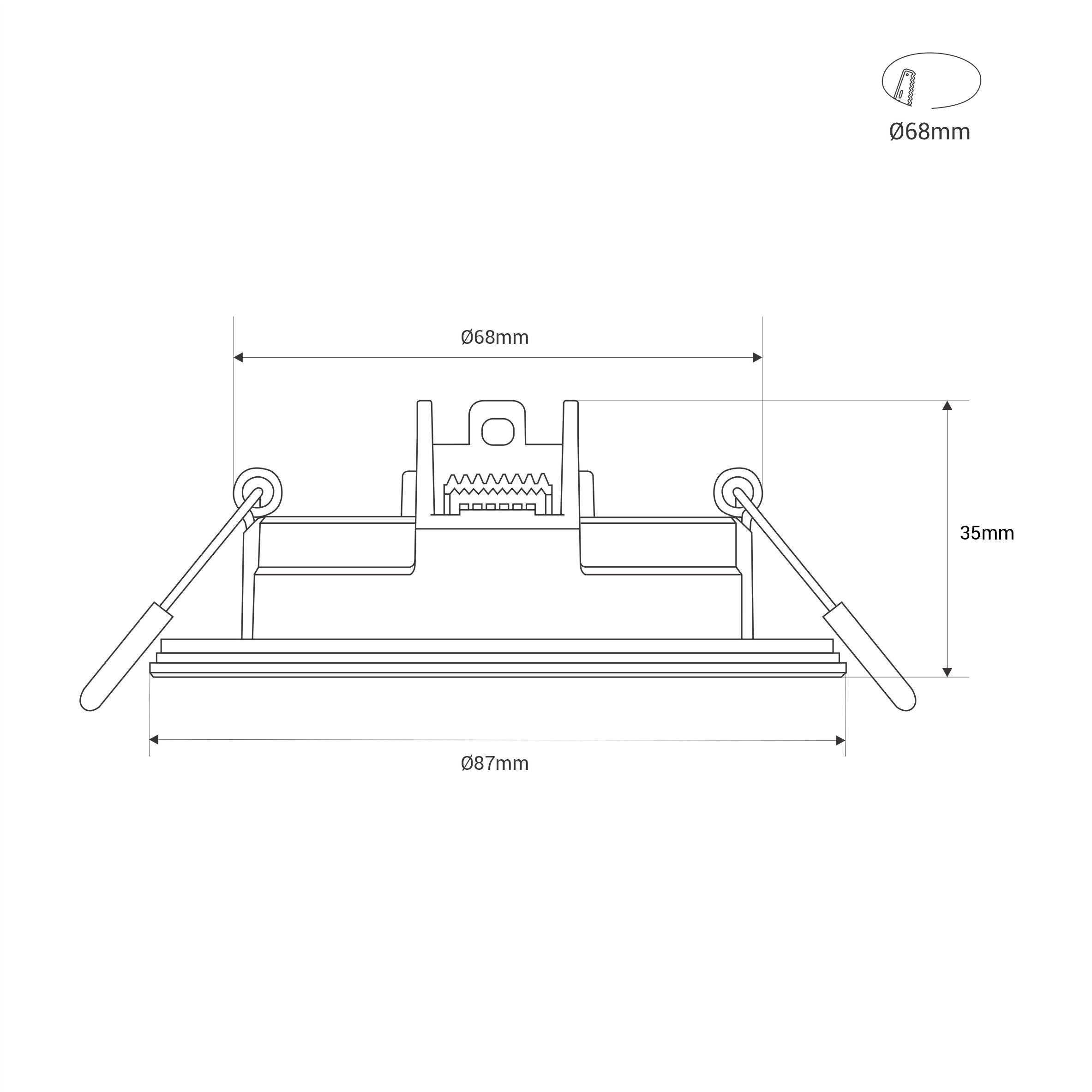 Kit Downlight LED exterior 5W - IP65 - 4000K + Aro intercambiable - TRIAC regulable - Corte Ø68mm (12)