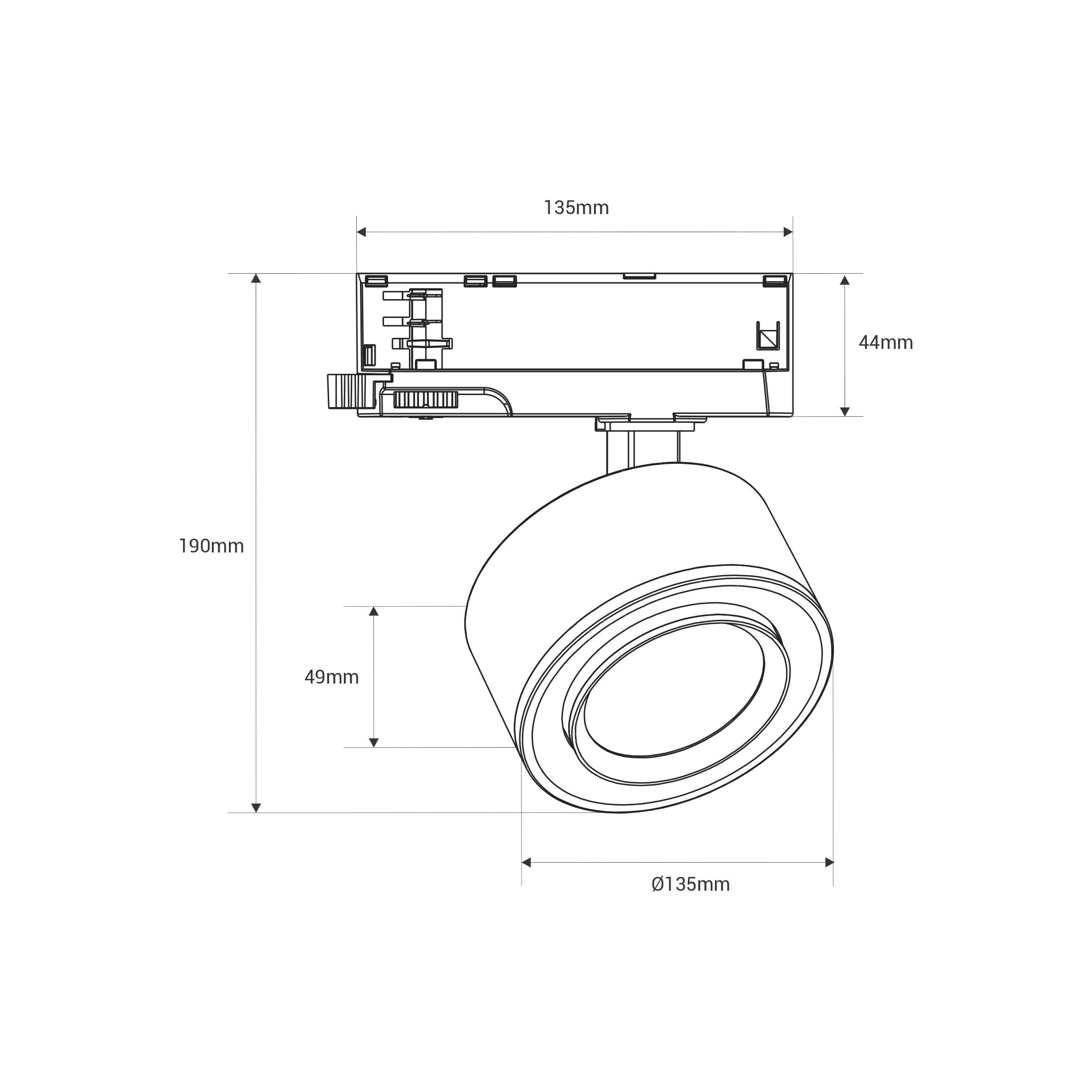 Proyector LED circular para carril trifásico 35W - ZOOM 15º- 45º - 4000K - CRI 90 (20)