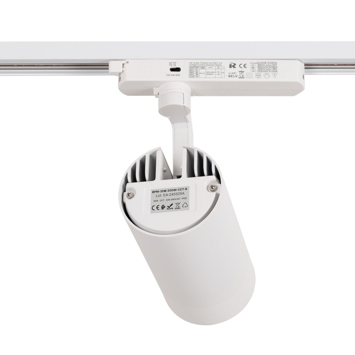 Proyector LED para carril Monofasico 35W CCT - ZOOM 20º- 60º - CRI 90 - Barcelona Led-