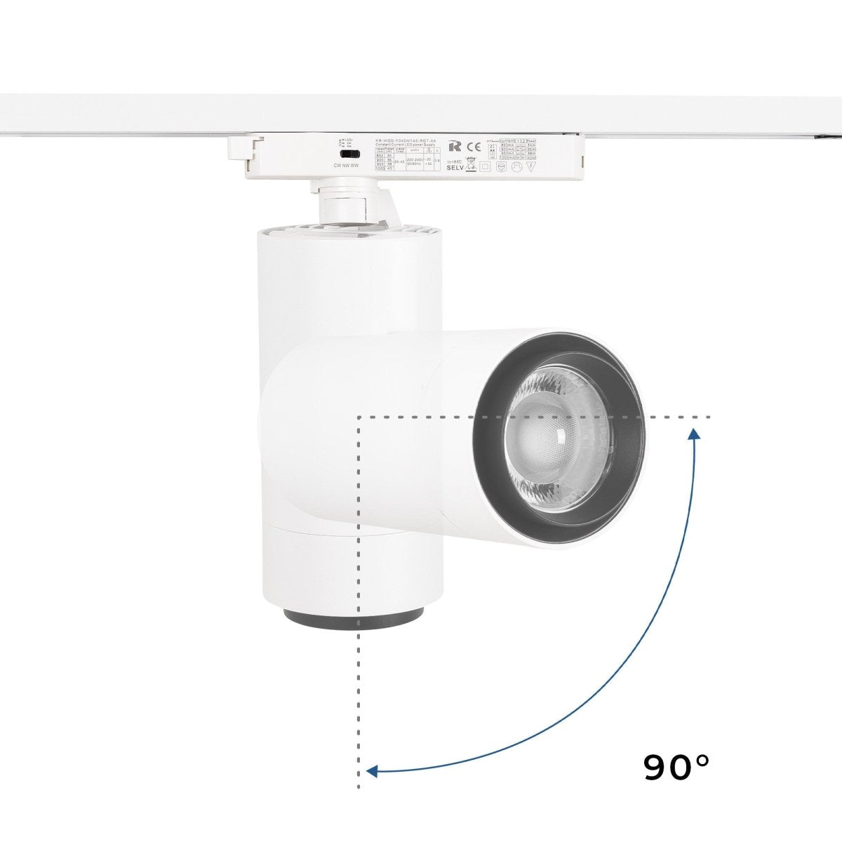 Proyector LED para carril Monofasico 35W CCT - ZOOM 20º- 60º - CRI 90 - Barcelona Led-