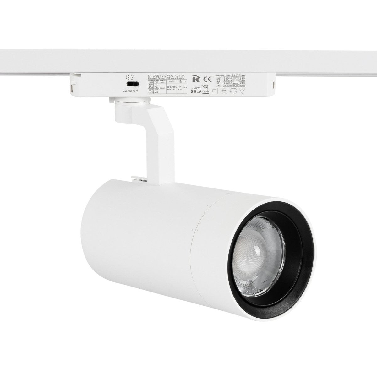 Proyector LED para carril Monofasico 35W CCT - ZOOM 20º- 60º - CRI 90 - Barcelona Led-