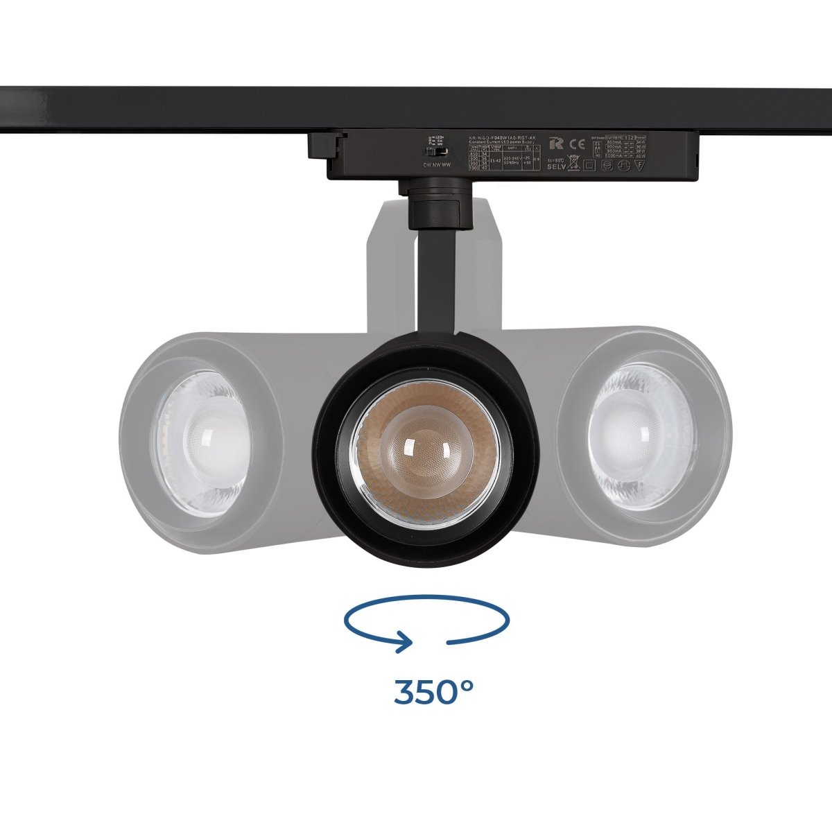 Proyector LED para carril Monofasico 35W CCT - ZOOM 20º- 60º - CRI 90 - Barcelona Led-