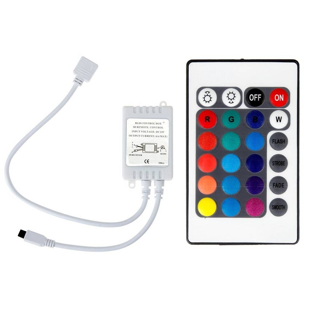 Controlador RGB 12V 6A (2a/ch) con mando IR 24 teclas