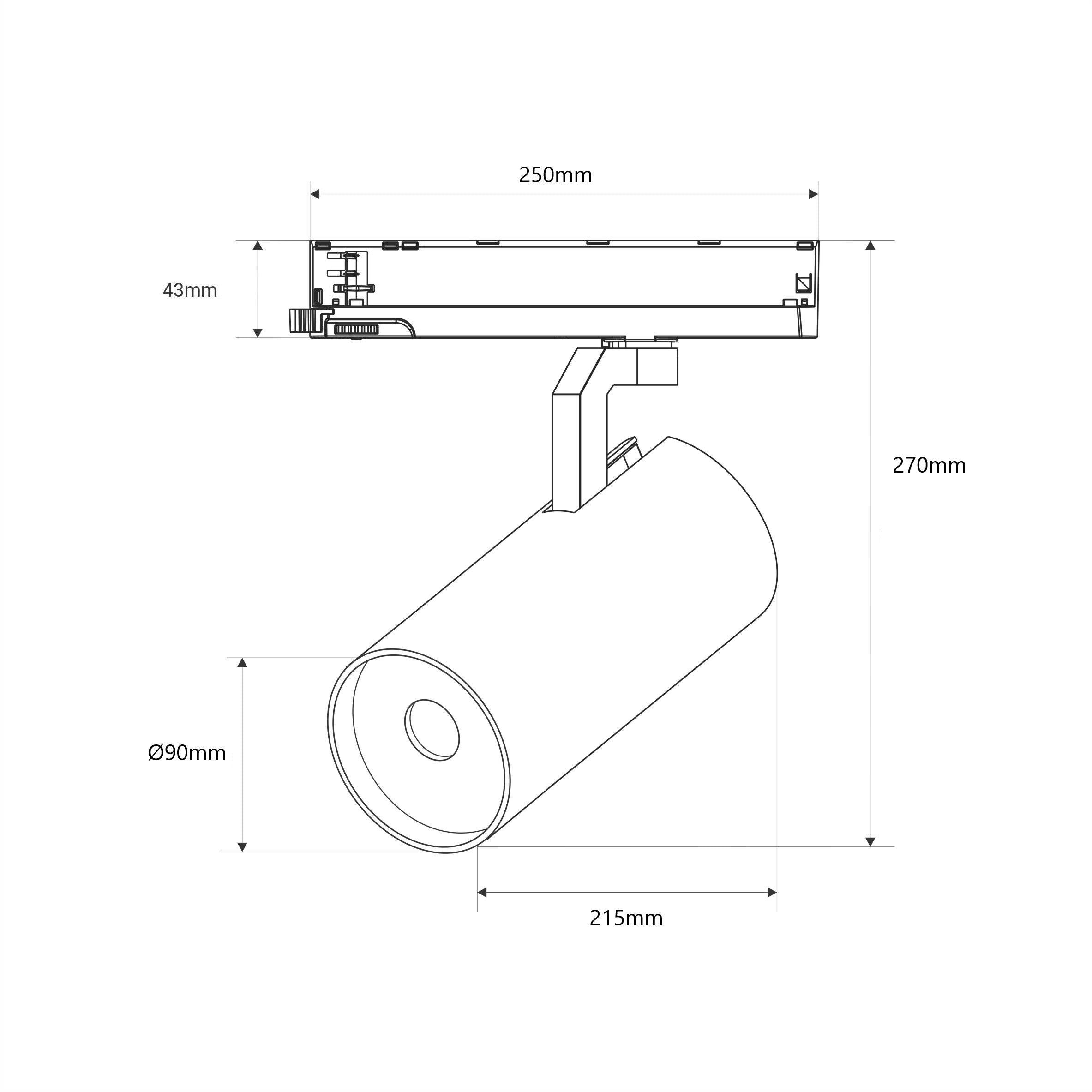 Proyector LED para carril trifásico 36W - CCT - TRIAC regulable - CRI90 - 3300 lm (36)