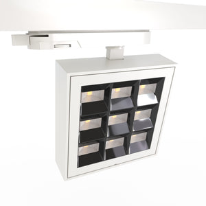 Proyector LED cuadrado para carril trifásico - Potencia ajustable: 12-42W - 4000K - CRI 90 - Ángulo 35° x 70° (2)