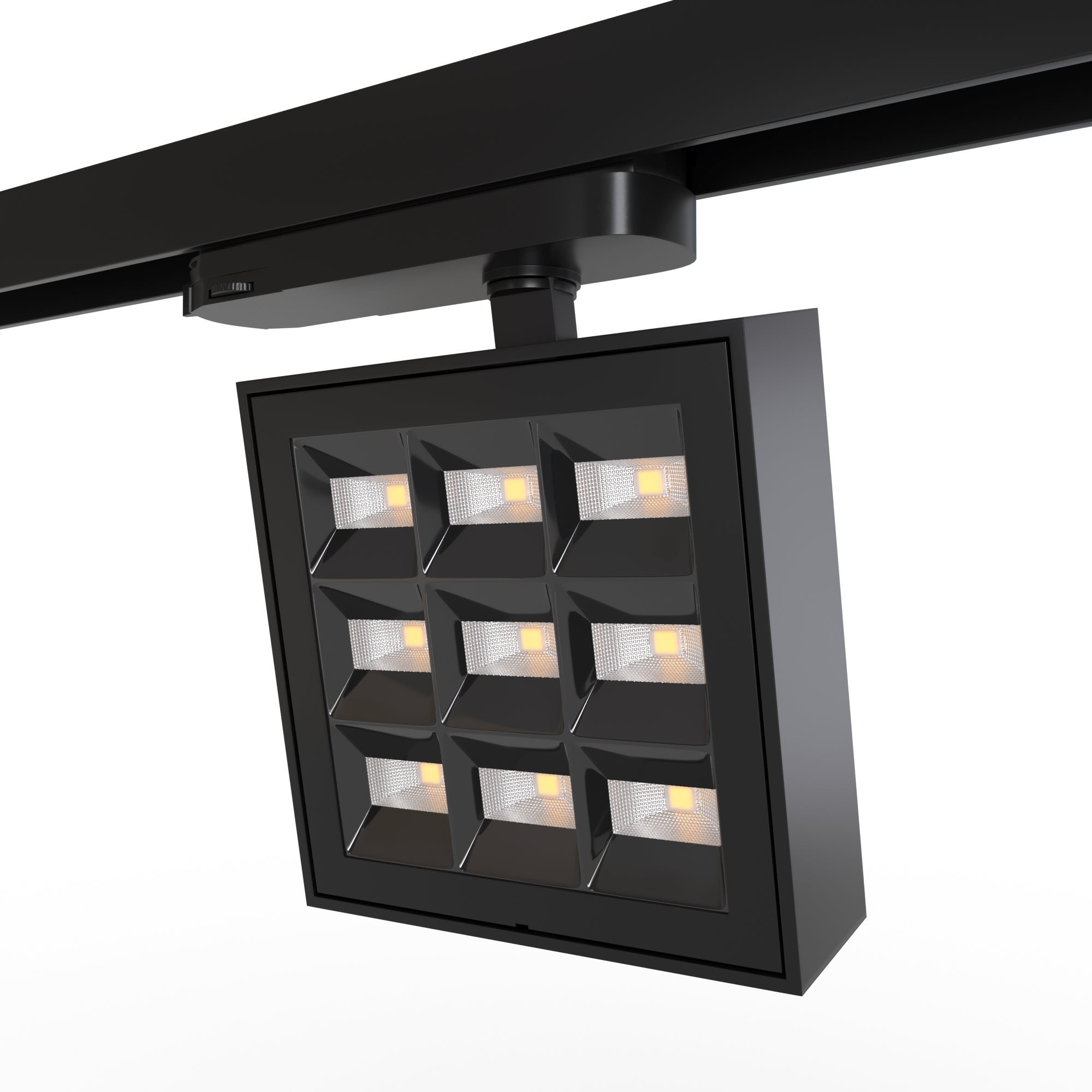Proyector LED cuadrado para carril trifásico - Potencia ajustable: 12-42W - 4000K - CRI 90 - Ángulo 35° x 70° (6)