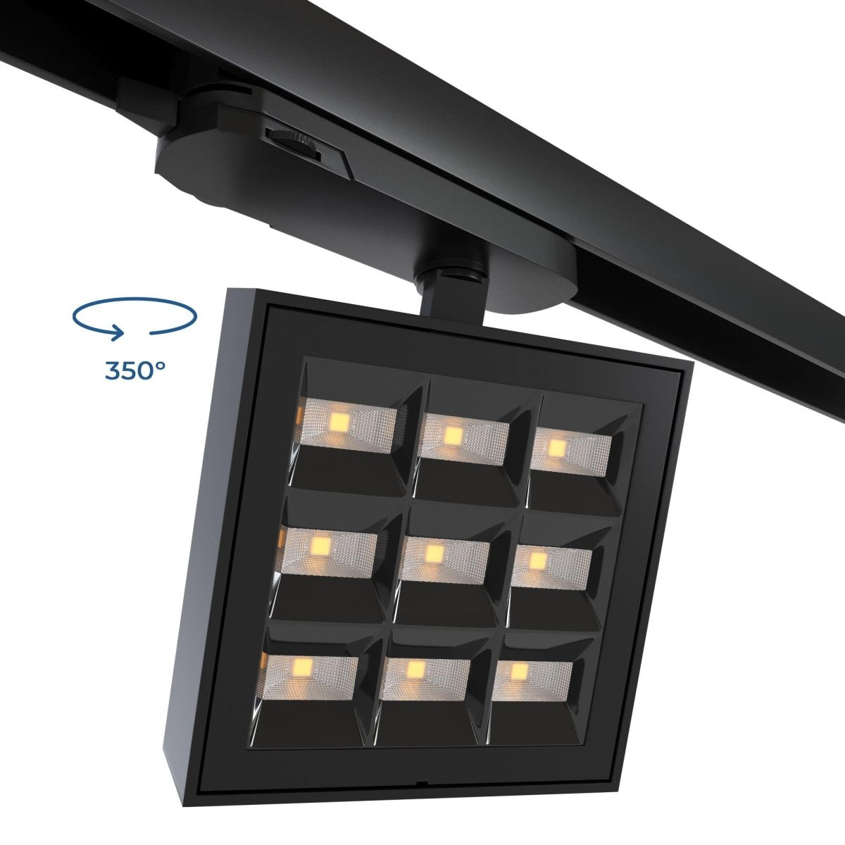 Proyector LED cuadrado para carril trifásico - Potencia ajustable: 12-42W - 4000K - CRI 90 - Ángulo 35° x 70° - Barcelona Led-