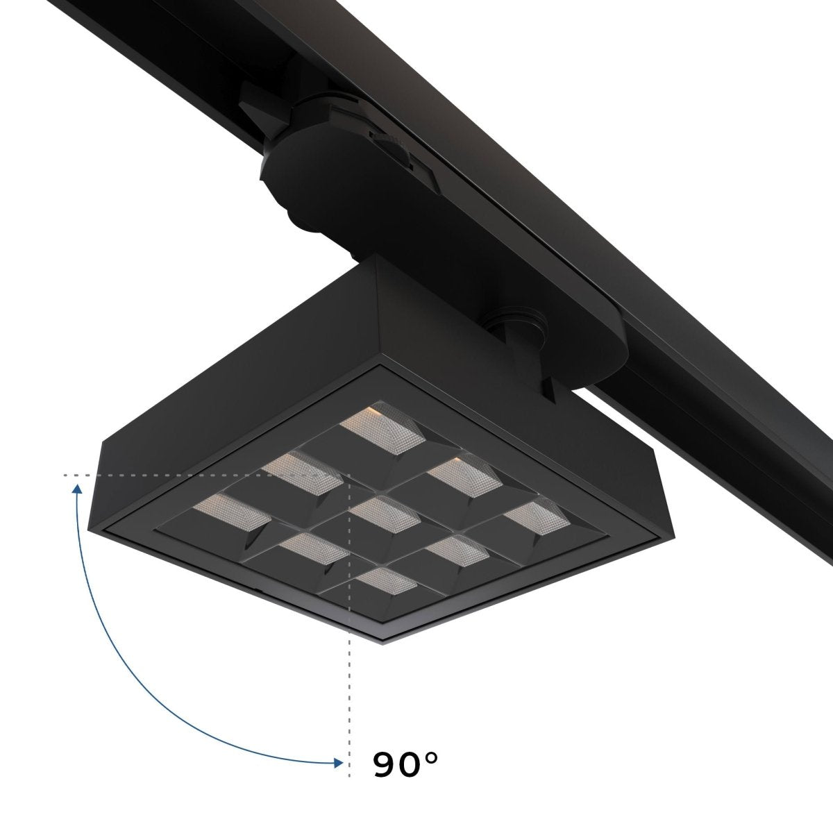 Proyector LED cuadrado para carril trifásico - Potencia ajustable: 12-42W - 4000K - CRI 90 - Ángulo 35° x 70° - Barcelona Led-