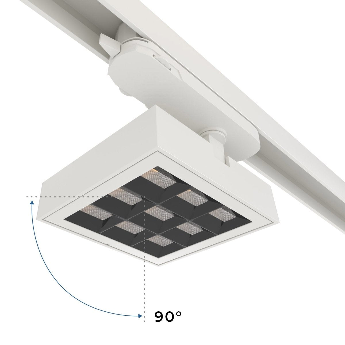 Proyector LED cuadrado para carril trifásico - Potencia ajustable: 12-42W - 4000K - CRI 90 - Ángulo 35° x 70° - Barcelona Led-