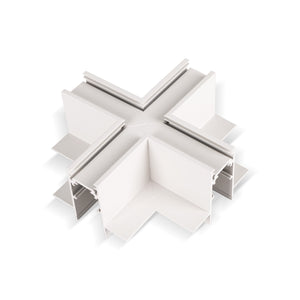 Unión en X para carriles magnéticos empotrables 20mm - Blanco (2)