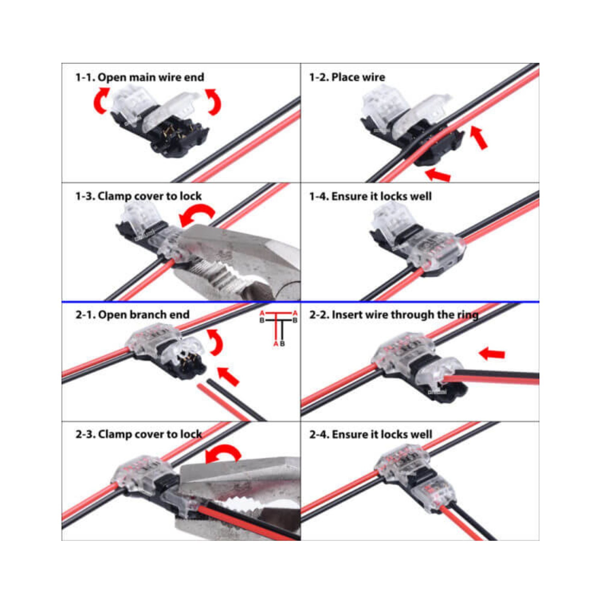 Conector rápido en T para 2 cables - 0.34~0.78 mm² - 300V / 9A (2)