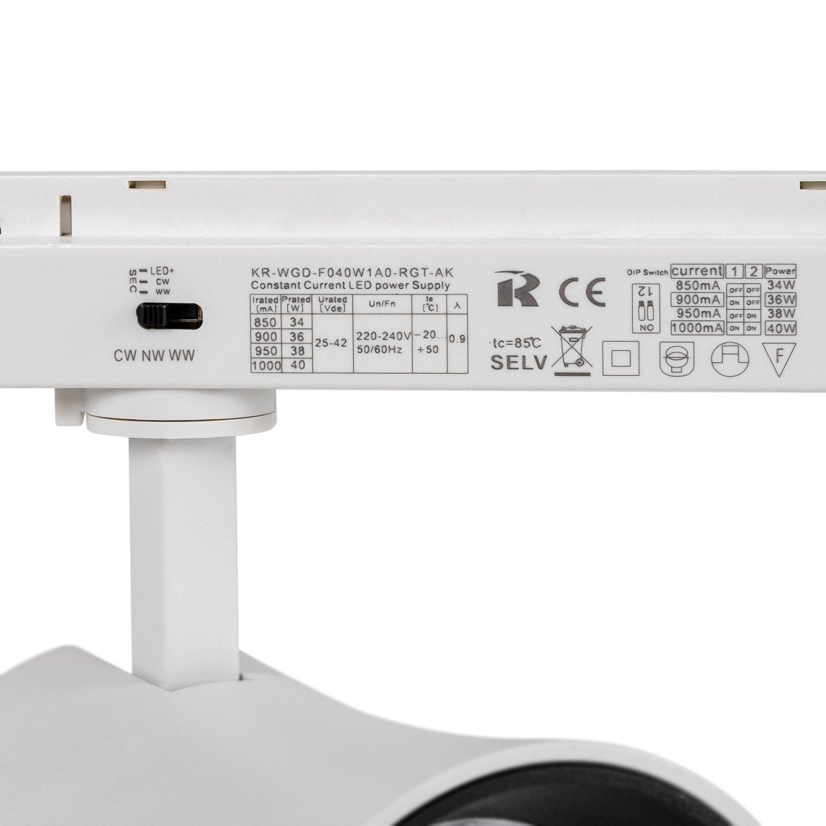 Proyector LED arquitectónico para carril monofásico CCT - 40W - CRI 90 - Barcelona Led-