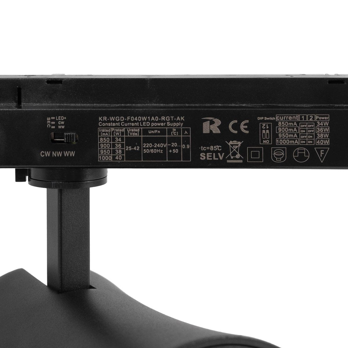 Proyector LED arquitectónico para carril monofásico CCT - 40W - CRI 90 - Barcelona Led-