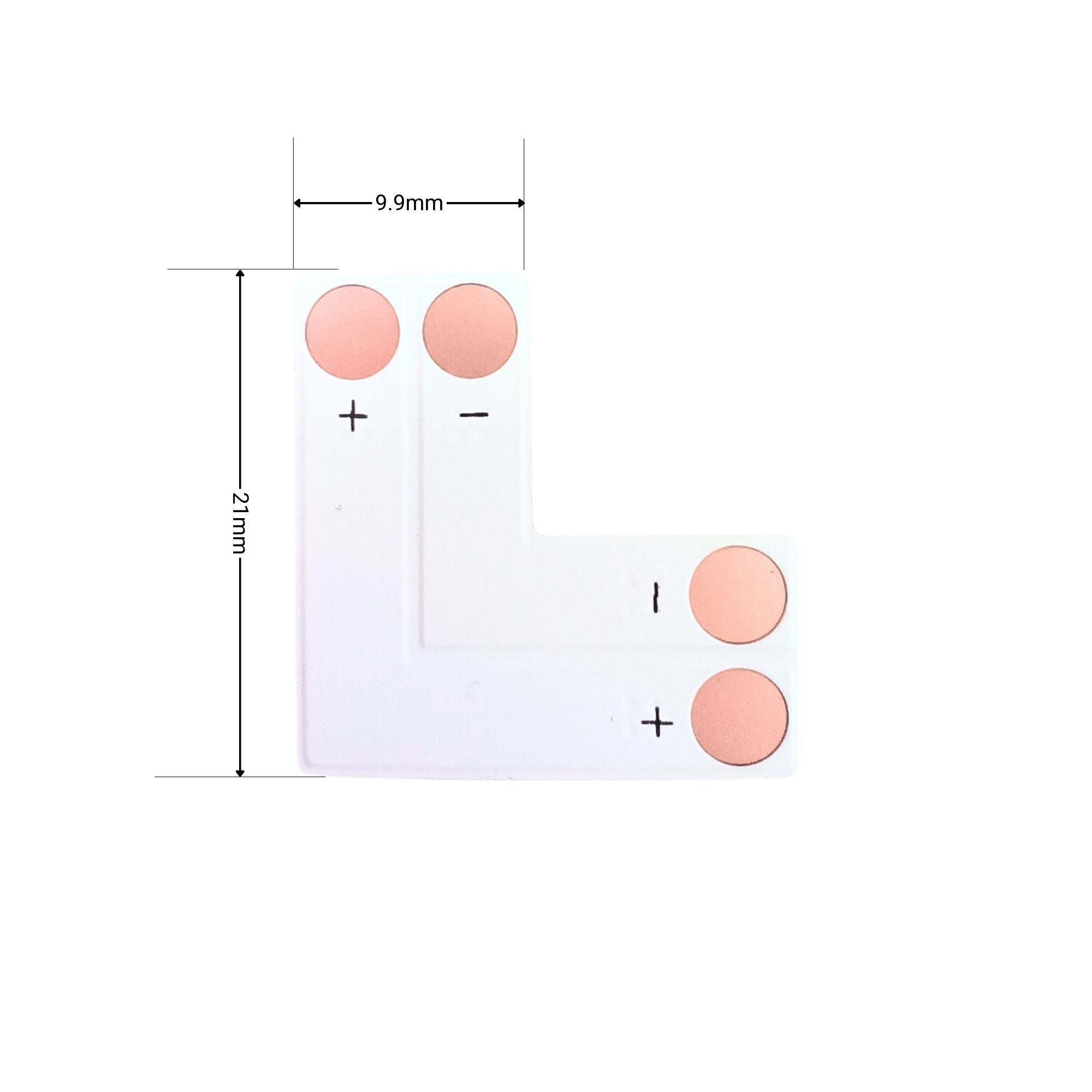 Conector en "L" tira LED monocolor 10mm para esquinas - Sin conectores rápidos invisibles (2)