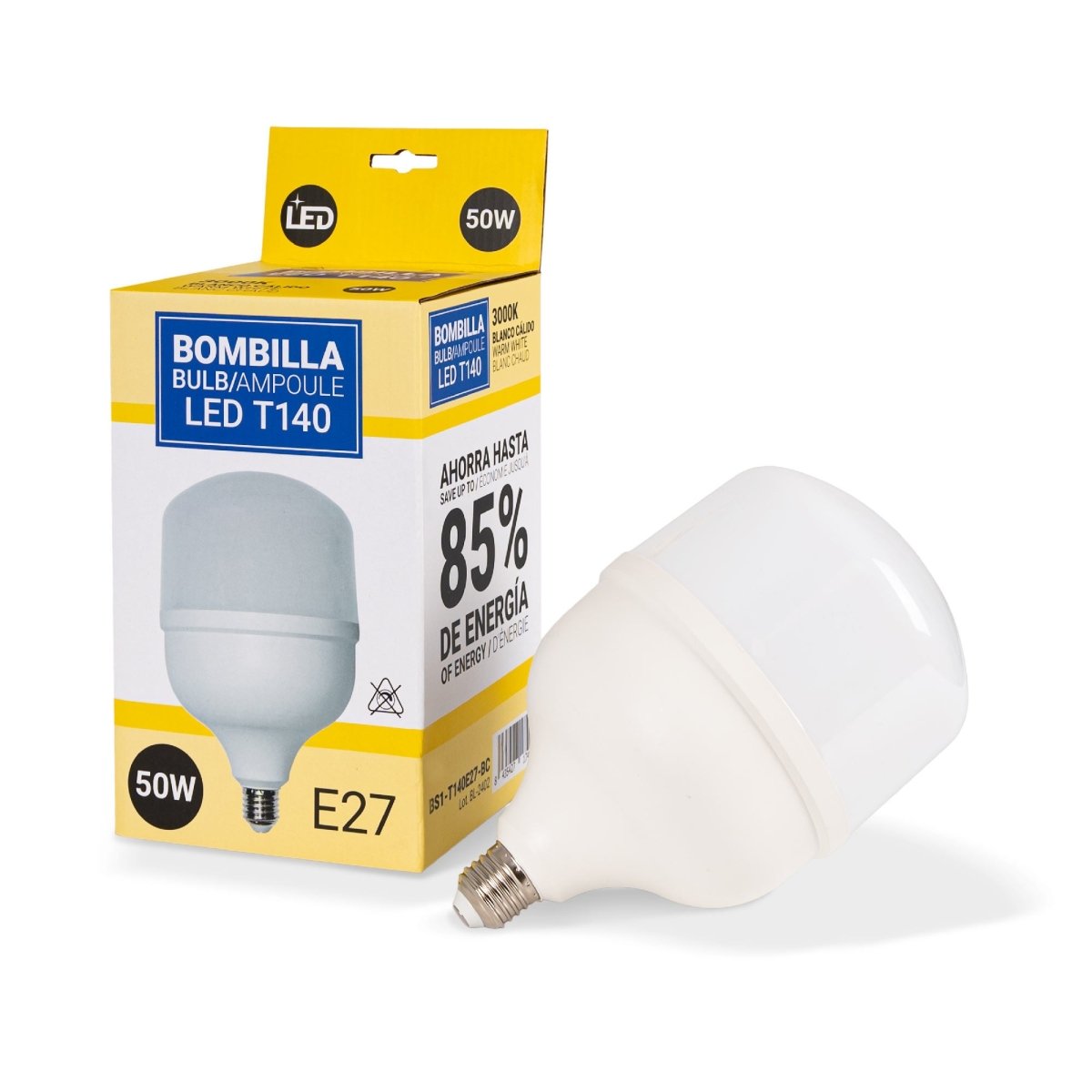 Bombilla LED de alta potencia E27 T140 - 50W - Barcelona Led-