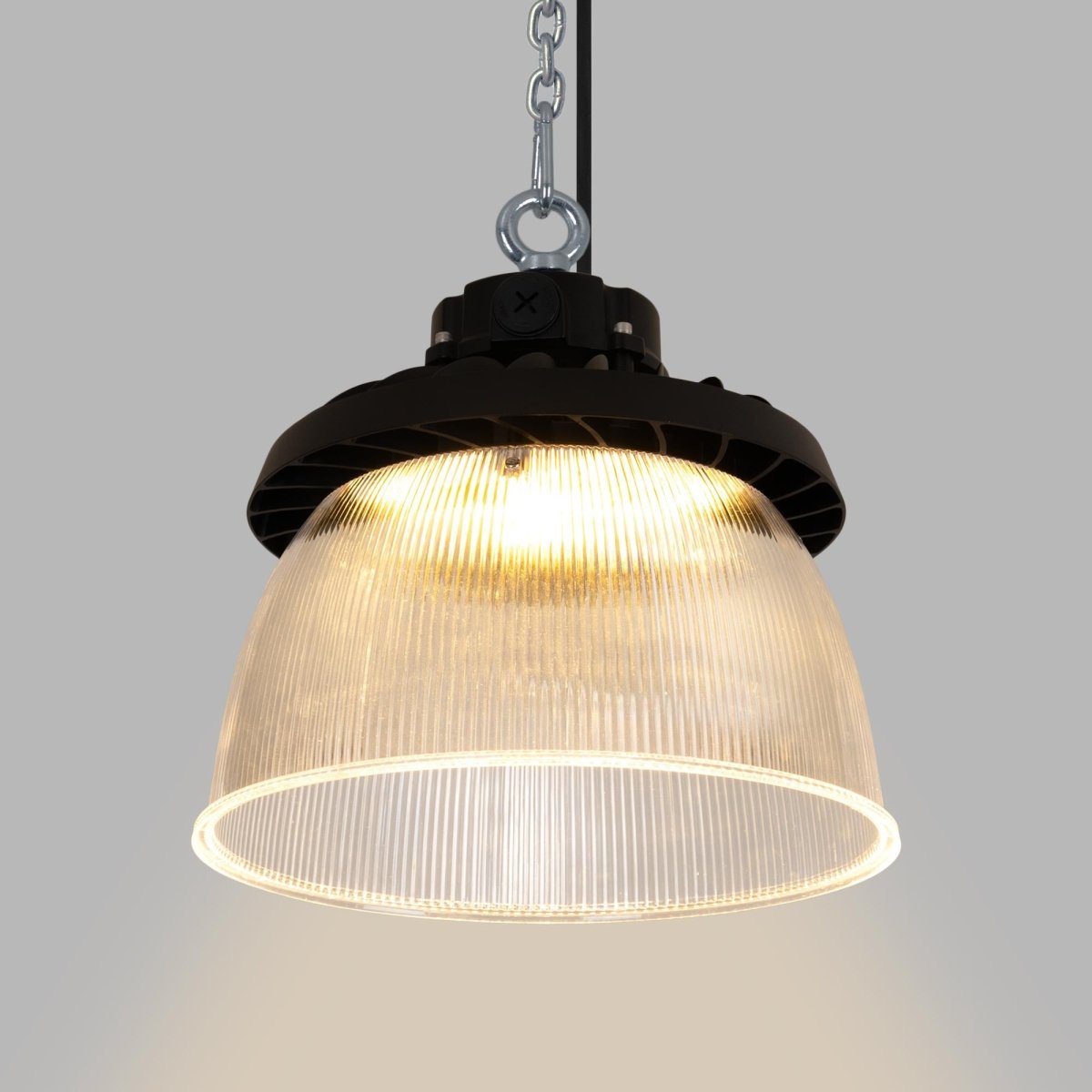 Difusor lumínico de policarbonato para campana LED industrial  B8155-150W - B8150-150 - Ángulo 90° - Barcelona Led-Accesorios