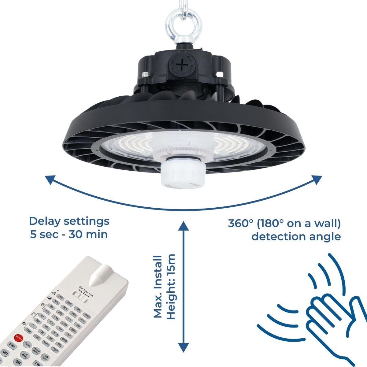 Sensor de movimiento por microondas para campanas LED industriales B8155 - Barcelona Led-