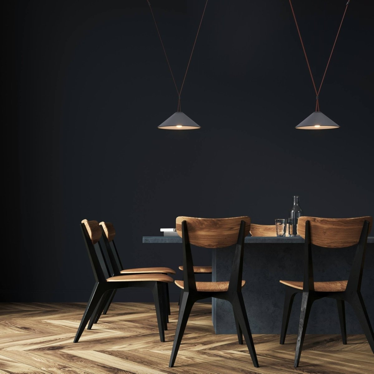 Lámpara cono configurable "Axia 2" - KIT 2 lámparas plato 12W + cinta textil eléctrica + accesorios - Barcelona Led-Decoración