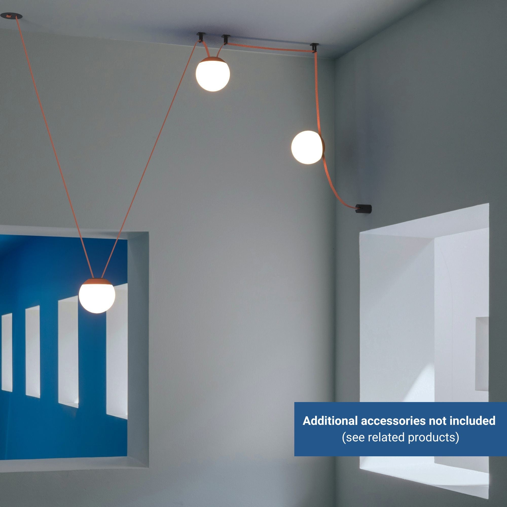 Lámpara configurable "Axia 6" - KIT 3 lámparas bola 12W + cinta textil eléctrica + accesorios (3)