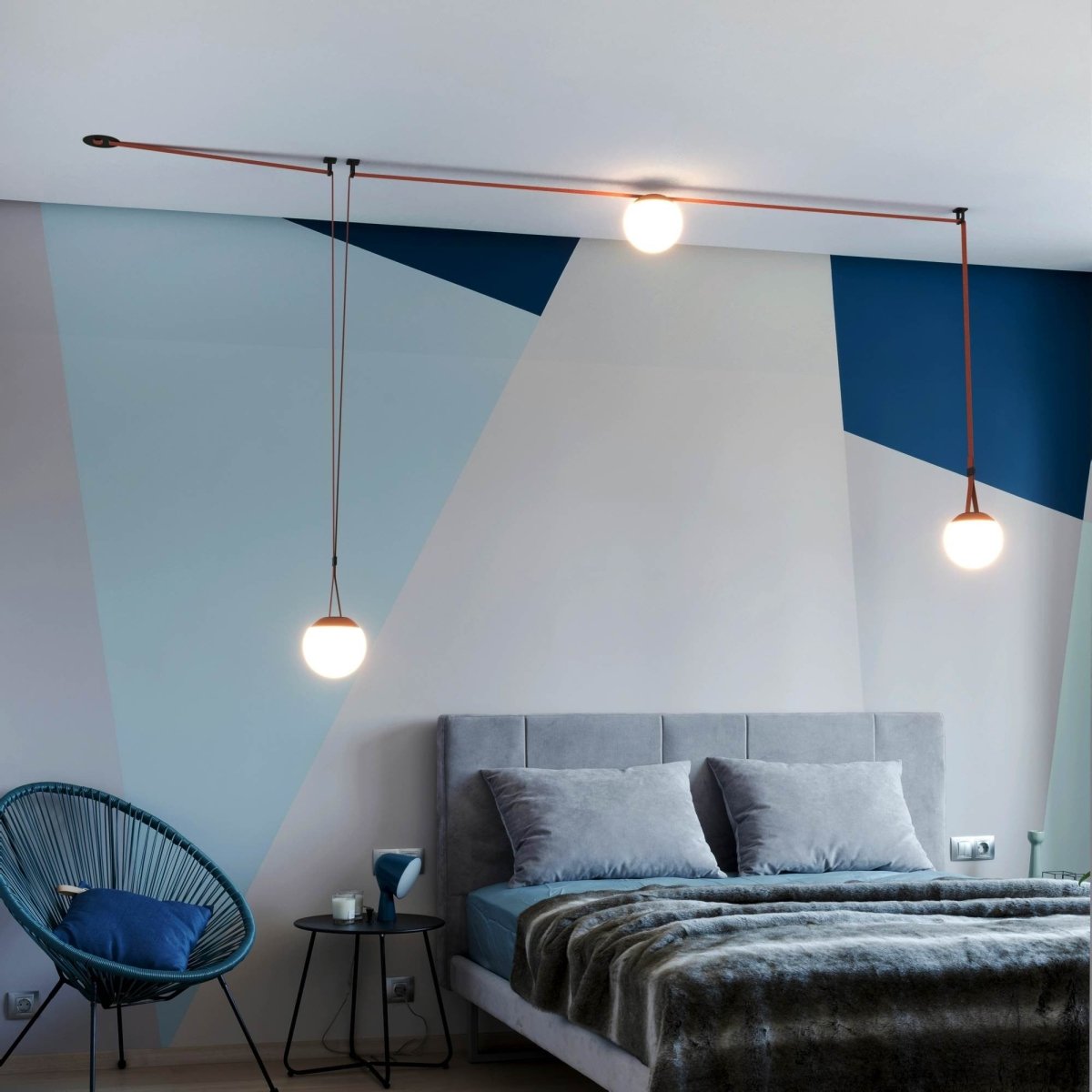 Lámpara configurable "Axia 6" - KIT 3 lámparas bola 12W + cinta textil eléctrica + accesorios - Barcelona Led-Decoración