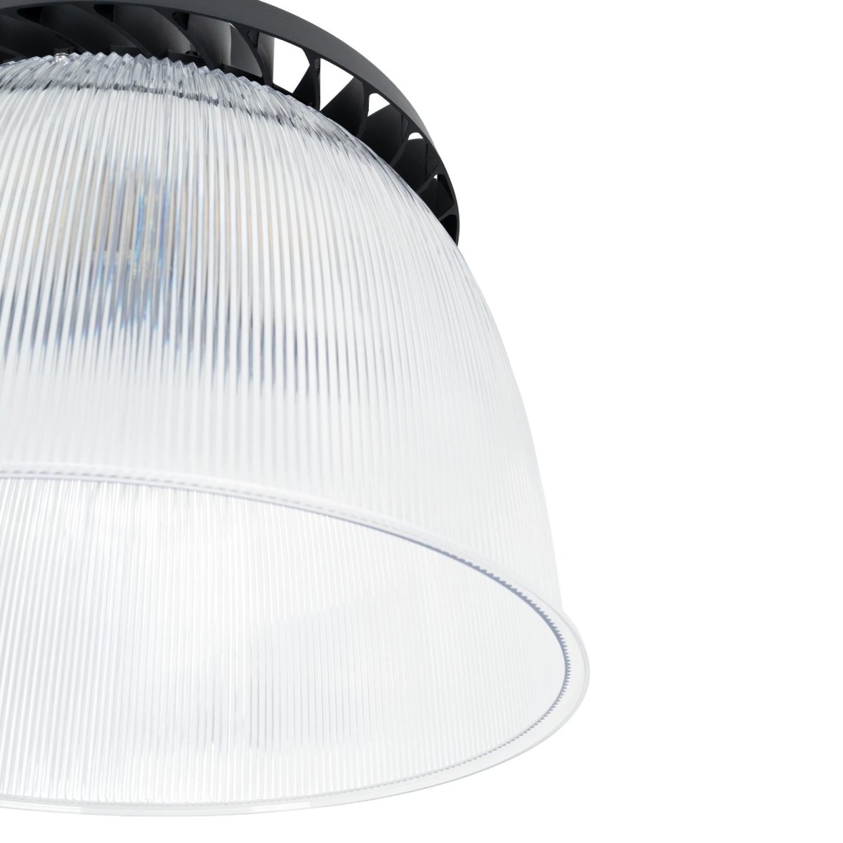Difusor lumínico de policarbonato para campana LED industrial B8155-200W - B8150-200 - Ángulo 90° - Barcelona Led-Accesorios