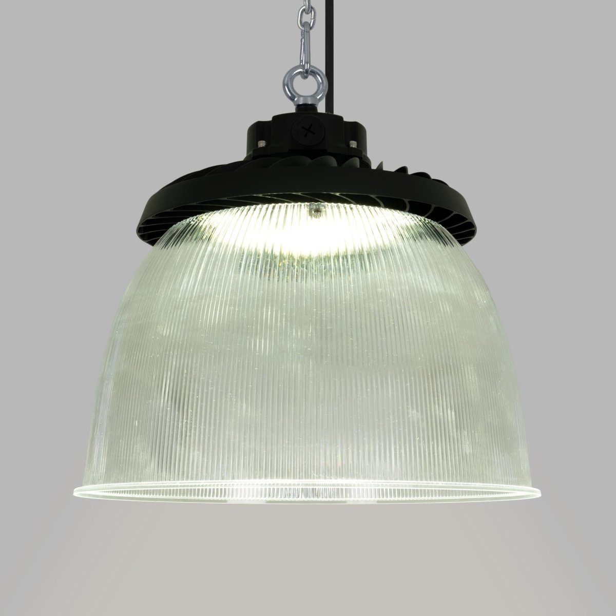 Difusor lumínico de policarbonato para campana LED industrial B8155-200W - B8150-200 - Ángulo 90° - Barcelona Led-Accesorios