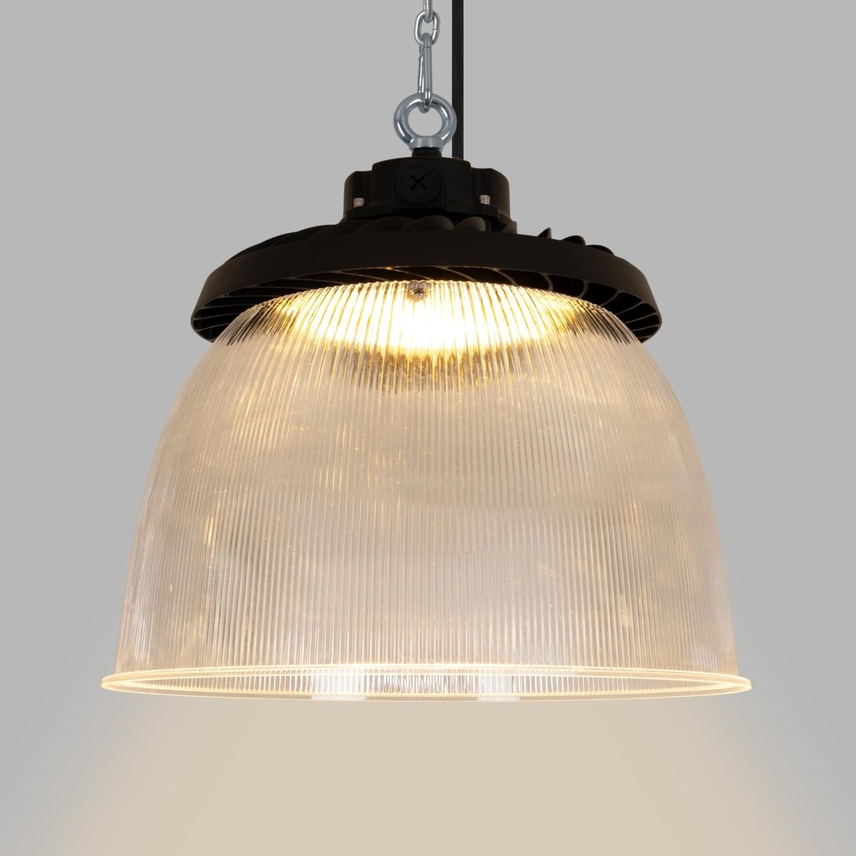 Difusor lumínico de policarbonato para campana LED industrial B8155-200W - B8150-200 - Ángulo 90° - Barcelona Led-Accesorios