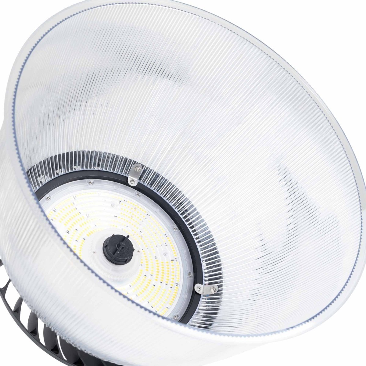 Difusor lumínico de policarbonato para campana LED industrial B8155-200W - B8150-200 - Ángulo 90° - Barcelona Led-Accesorios