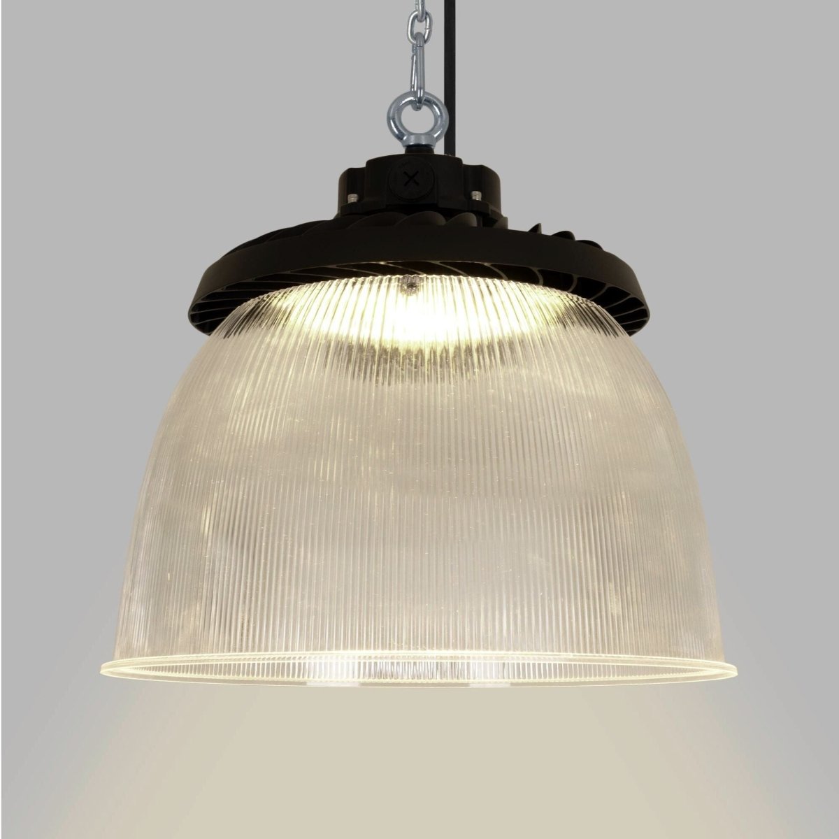 Difusor lumínico de policarbonato para campana LED industrial B8155-200W - B8150-200 - Ángulo 90° - Barcelona Led-Accesorios