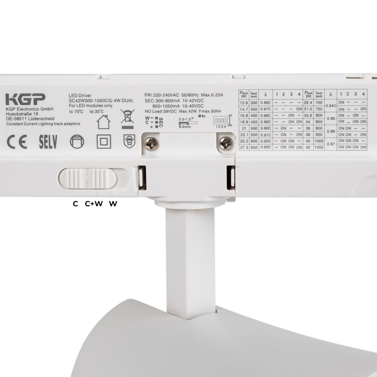 Proyector LED arquitectónico para carril trifásico CCT - 20W - CRI 90 - Driver KGP - Barcelona Led-