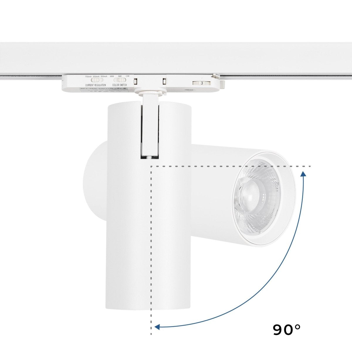 Proyector LED para carril trifásico - Potencia ajustable: 30W/ 34W/ 38W - CCT - CRI 90 - Barcelona Led-