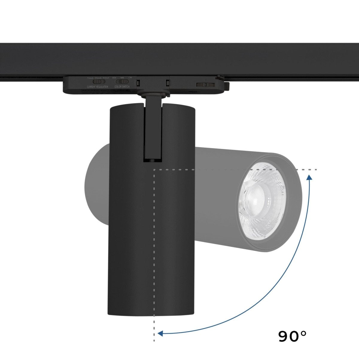 Proyector LED para carril trifásico - Potencia ajustable: 30W/ 34W/ 38W - CCT - CRI 90 - Barcelona Led-