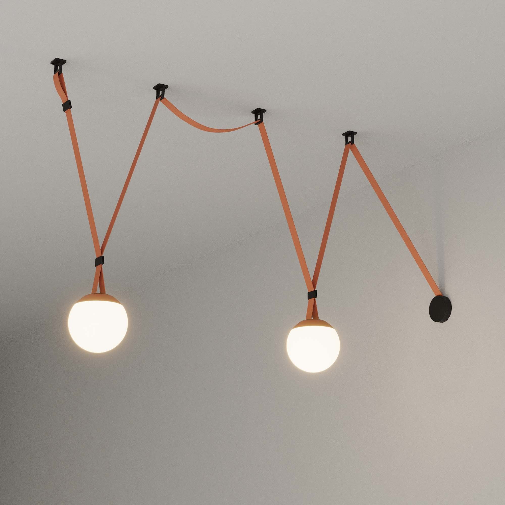 Lámpara configurable "Axia 5" - KIT 2 lámparas bola 12W + cinta textil eléctrica + accesorios (11)