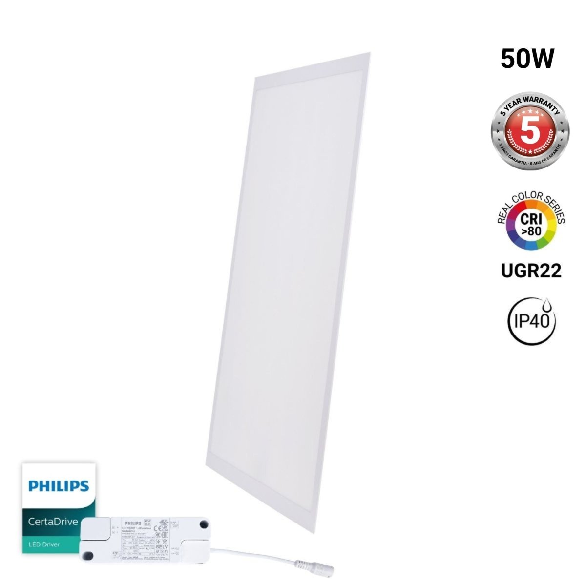 Panel LED empotrable Backlight 120x60cm - 5600lm - Driver Philips - 50W - UGR22 - IP40 - Barcelona Led-