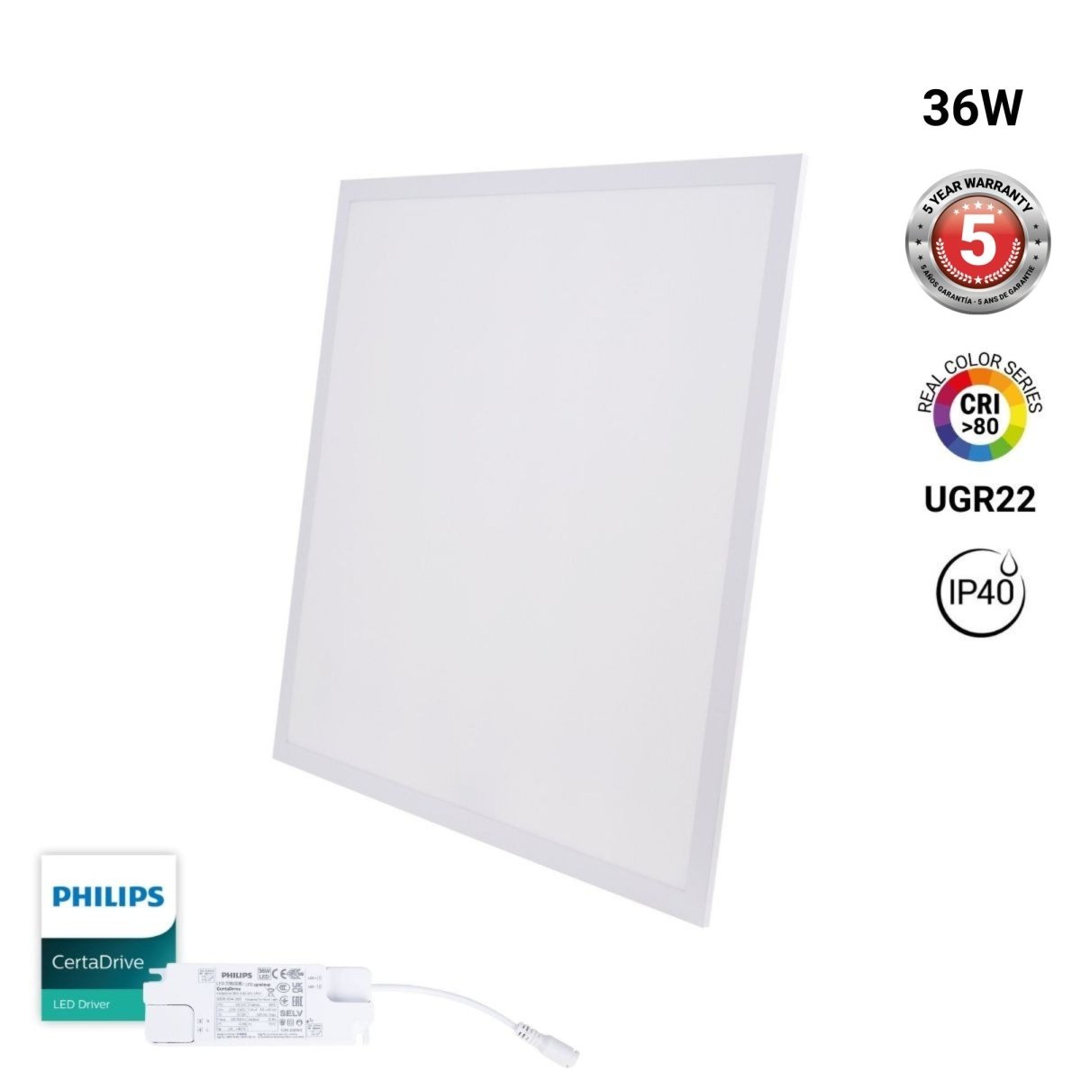 Panel LED empotrable Backlight 60x60cm - 40W - 4800lm - Driver Philips - UGR22 - IP40 - Barcelona Led-