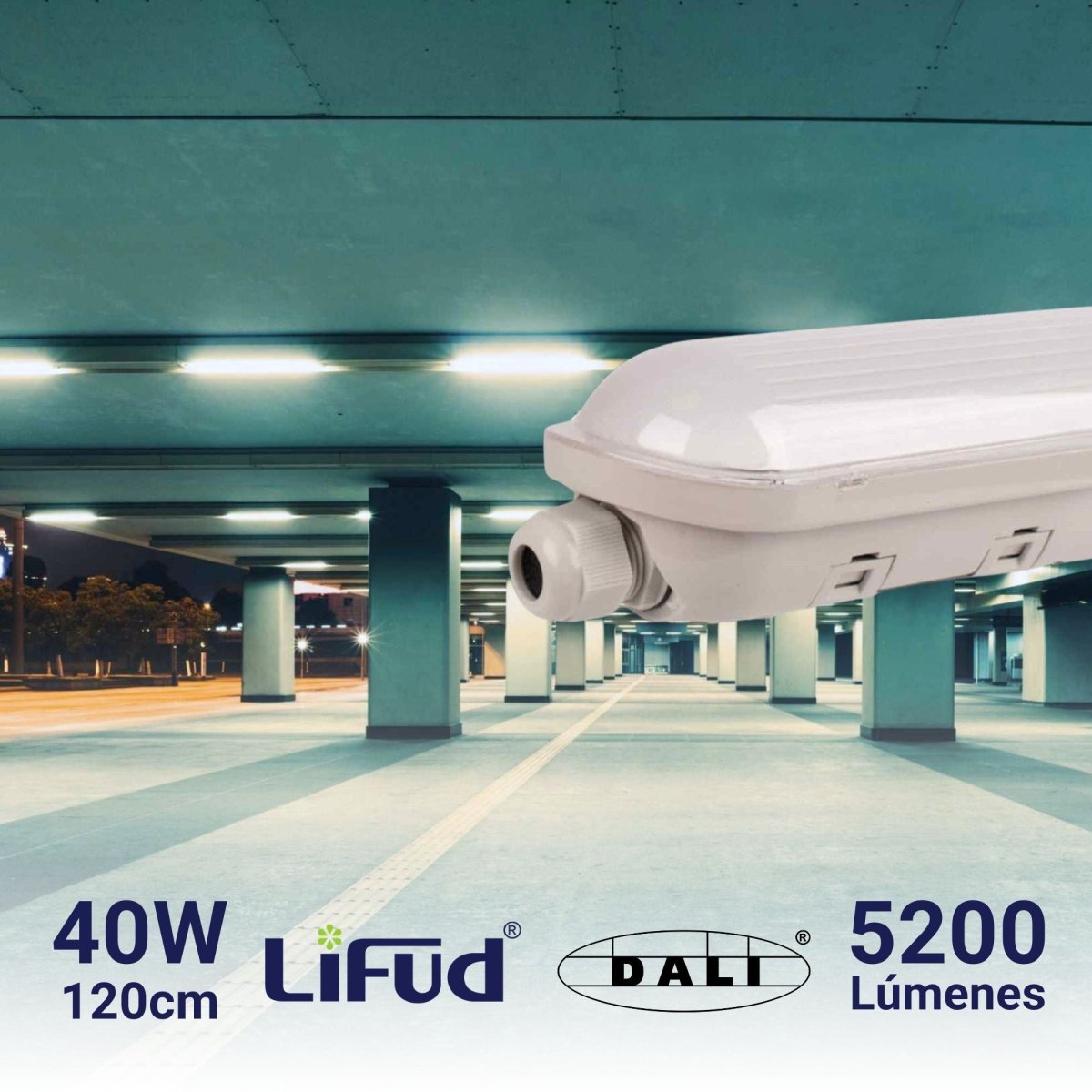 Pantalla estanca LED lineal enlazable Regulable DALI - CCT - 120cm - 40W - DALI - Driver LIFUD - IP65 - Barcelona Led-