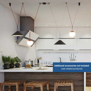 Lámpara cono configurable "Axia 2" - KIT 2 lámparas plato 12W + cinta textil eléctrica + accesorios (18)