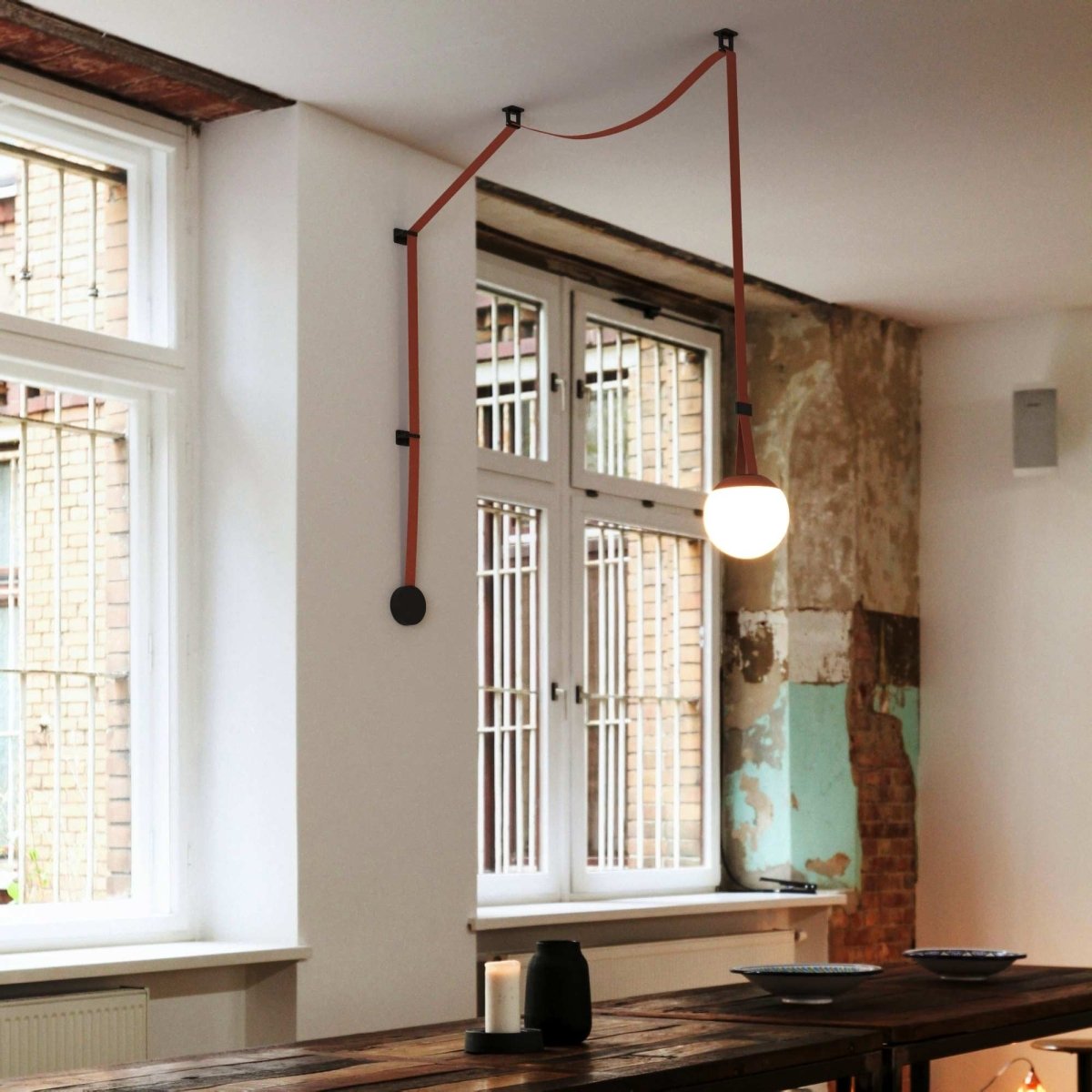 Lámpara configurable "Axia 4" - KIT lámpara bola 12W + cinta textil eléctrica + accesorios - Barcelona Led-Decoración
