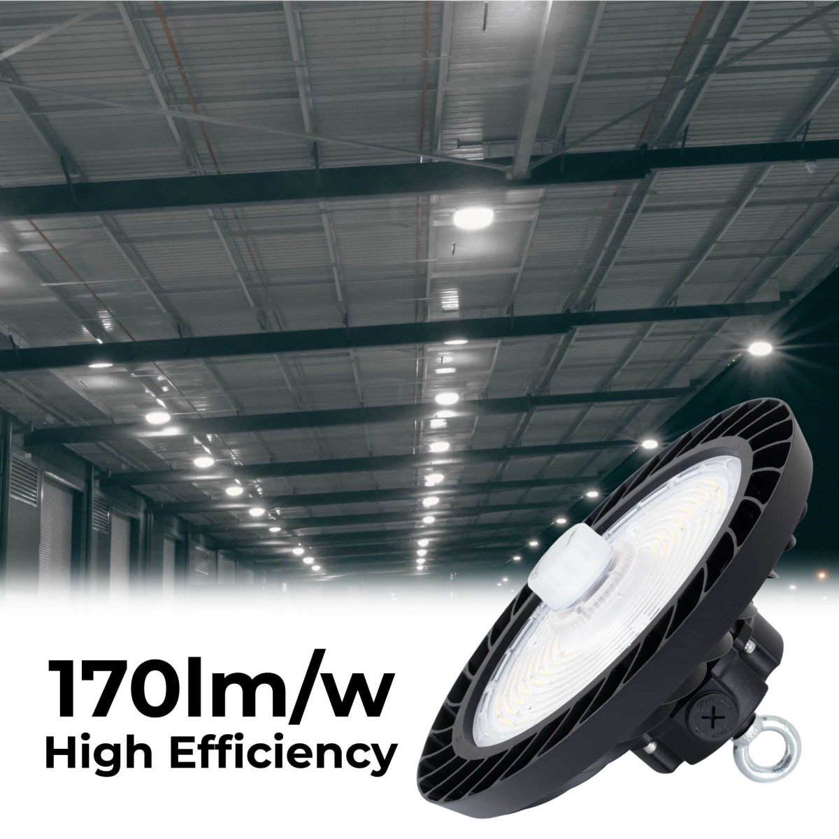 Campana LED UFO industrial 200W - CCT - Con sensor de movimiento - 170lm/W - Driver LIFUD - IP65 - 5 años garantía - Barcelona Led-