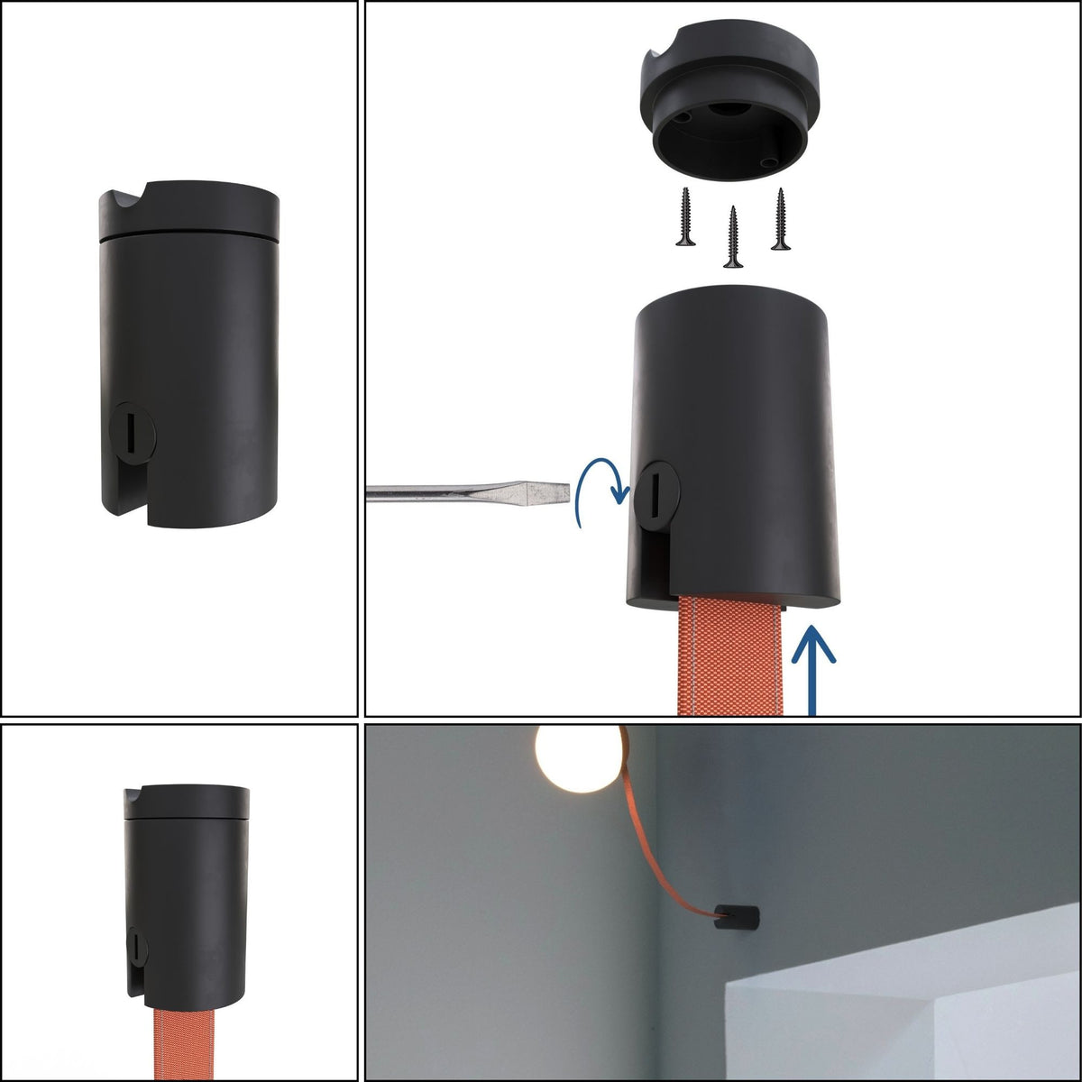 Lámpara configurable "Axia 3" - KIT lámpara bola 12W + cinta textil eléctrica + accesorios (6)