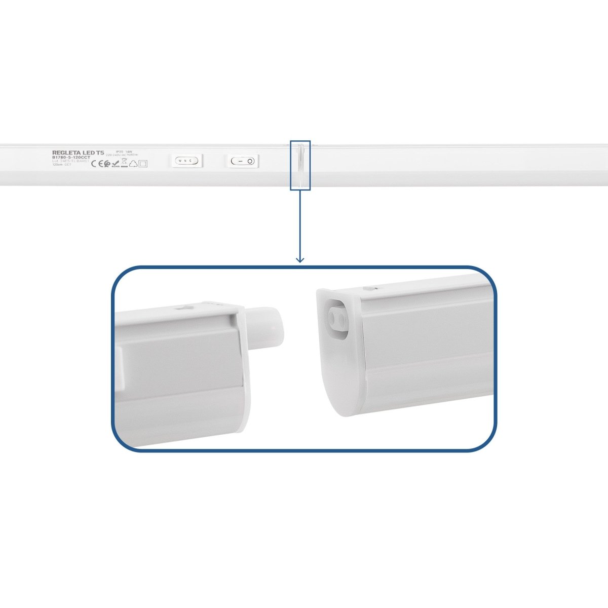 Regleta LED bajo mueble T5 - 14W - CCT - 120 cm - Opal - Barcelona Led-