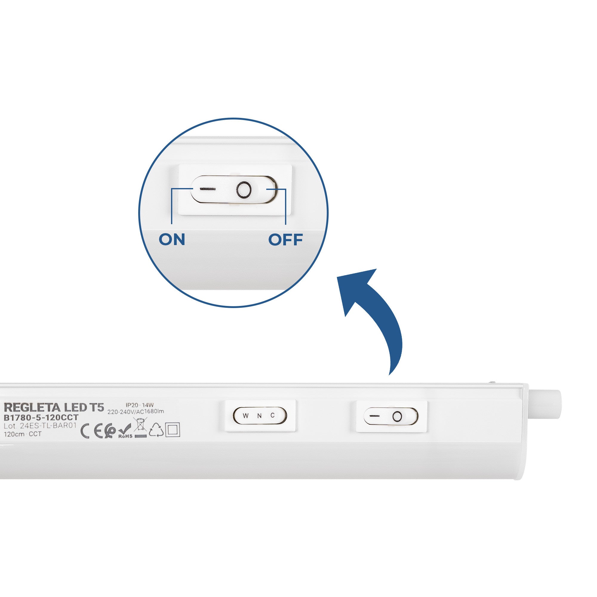 Regleta LED bajo mueble T5 - 14W - CCT - 120 cm - Opal (20)