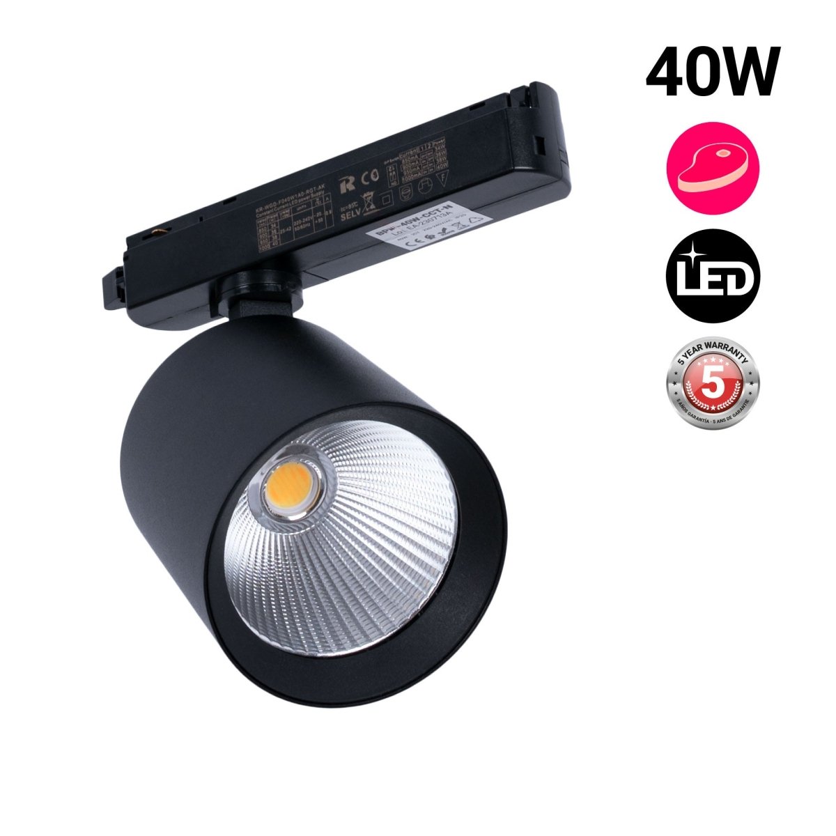 Proyector LED para carril monofásico 40W - Carnicerías - Barcelona Led-