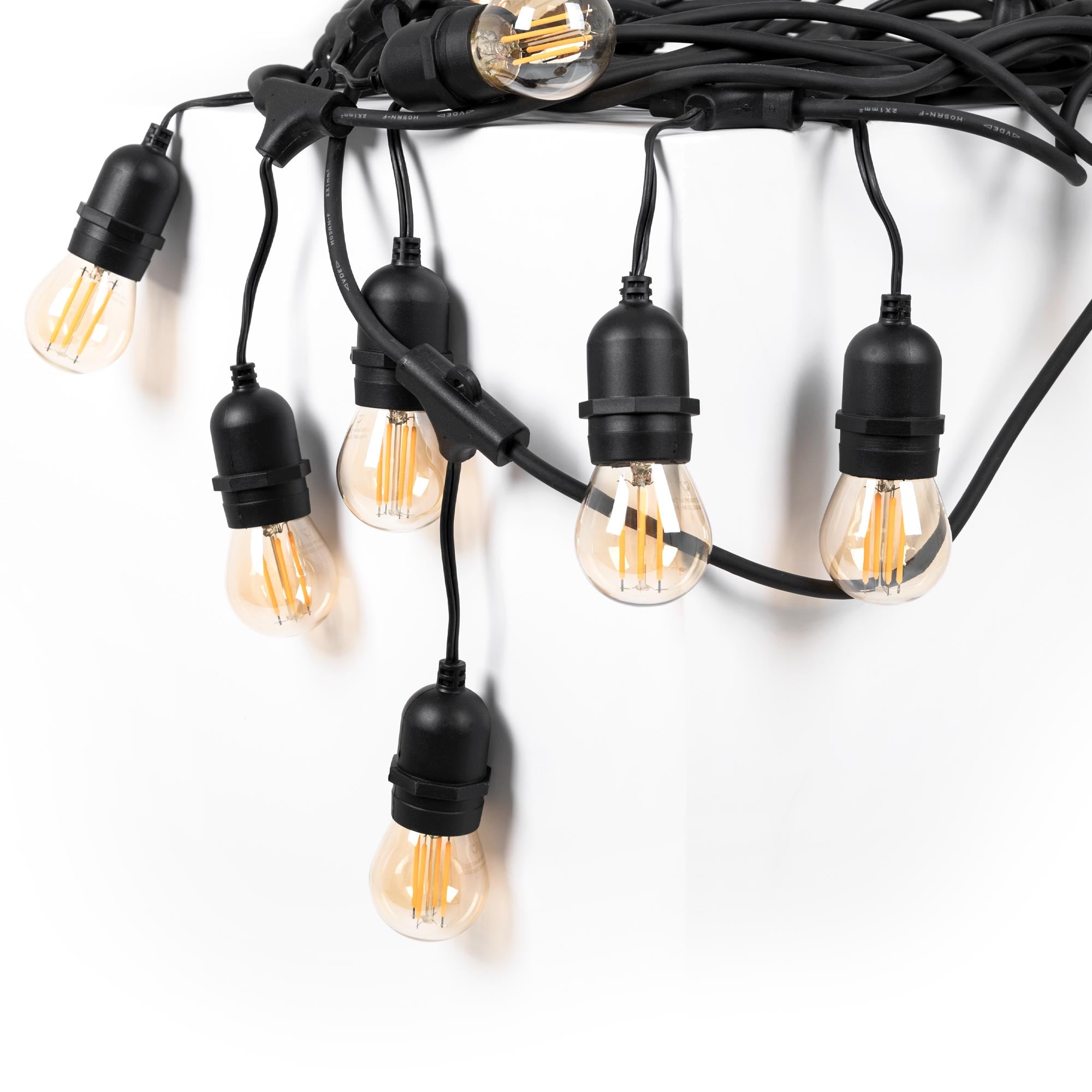 Kit guirnalda luces exterior 11,5 metros + 10 bombillas Regulables LED G45/E27- 4W - 2200K - IP44 (12)