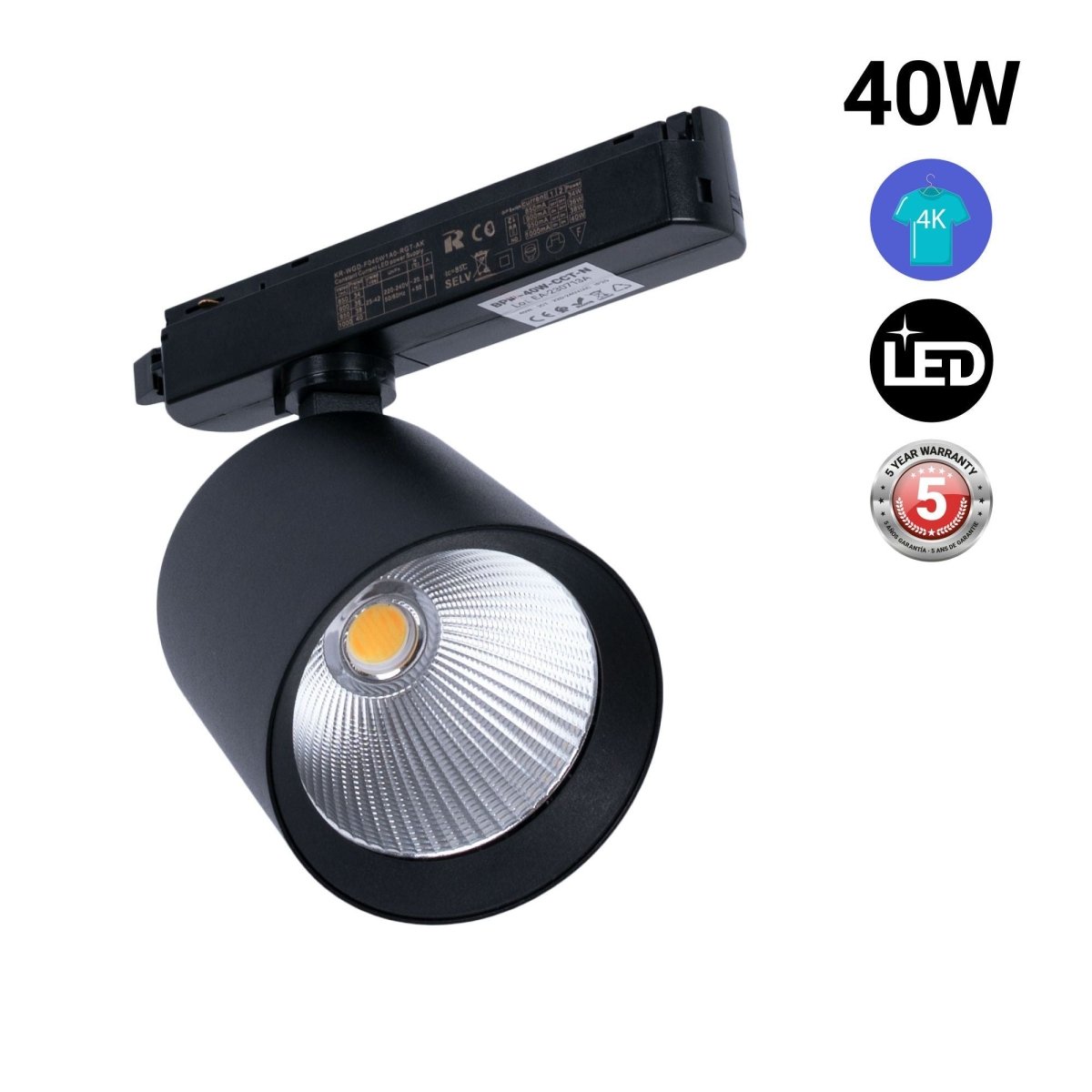 Proyector LED para carril monofásico 40W - Moda y retail - Barcelona Led-