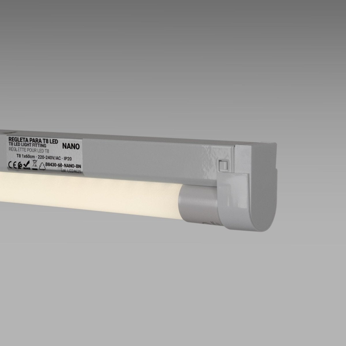 Kit regleta portatubos + tubo LED T8 - 9W - 60cm - Barcelona Led-