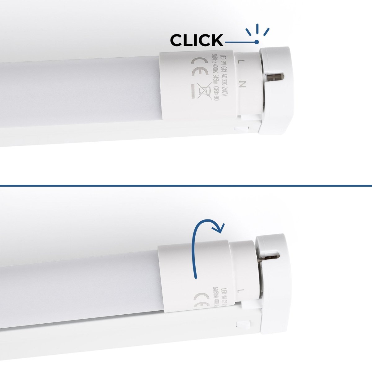 Kit regleta portatubos + tubo LED T8 - 9W - 60cm - Barcelona Led-